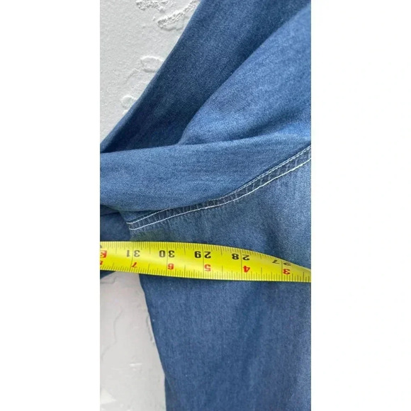 Avenue Womens Long Sleeve Embellished Button Down Denim Shirts Blue Sz XL - Picture 6 of 14